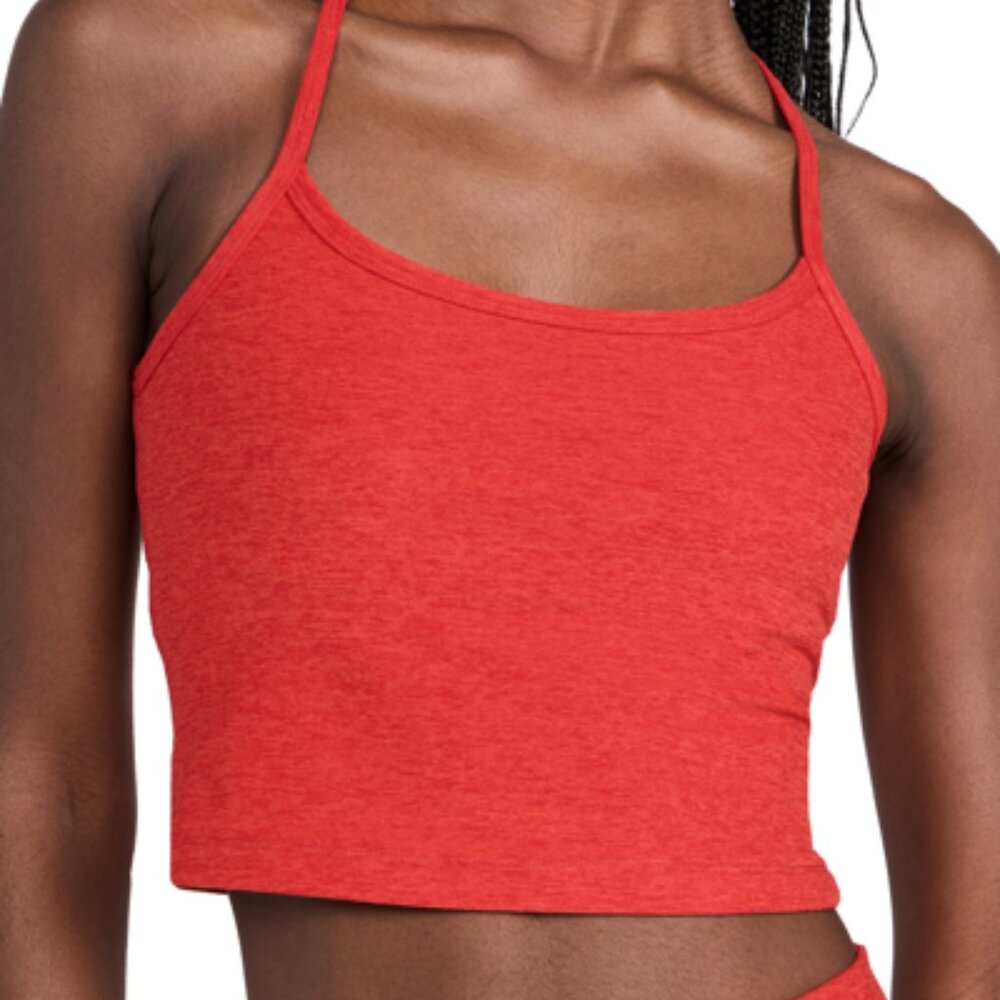 Beyond Yoga Red Fitted Crop Tank Top